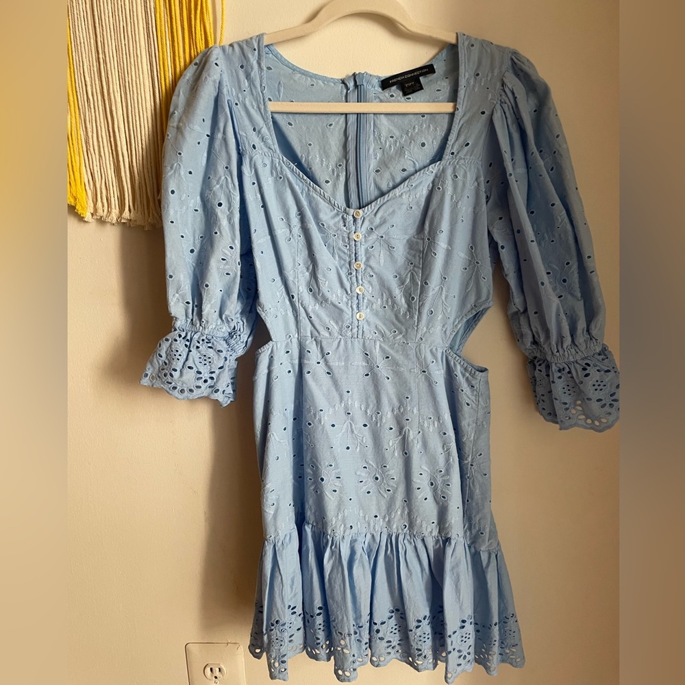 French Connection Light Blue Eyelet Dress